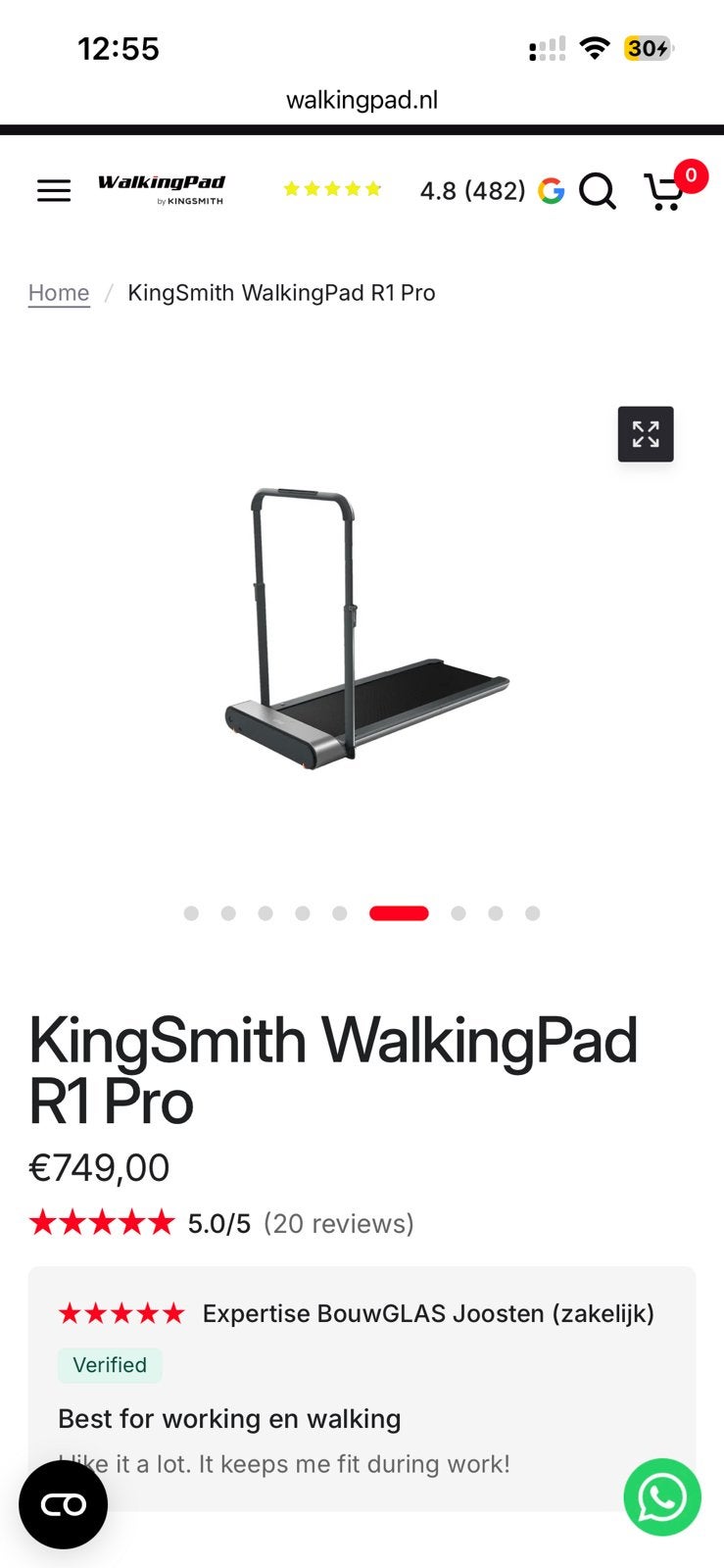 Kingsmith WalkingPad R1 Pro Loopband - Opvouwbaar, Ophalen, Zo goed als nieuw, Metaal, Loopband