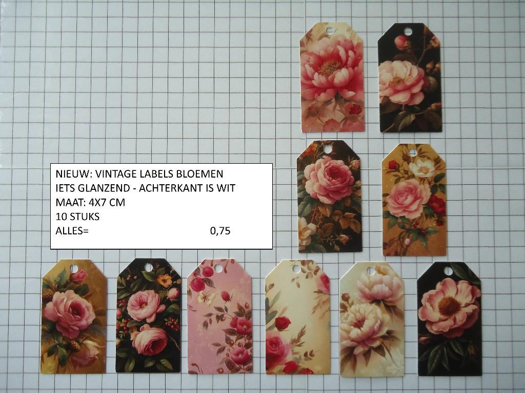 vintage labels bloemen set 10 stuks ( alleen verzenden, Hobby en Vrije tijd, Ophalen, Nieuw, Overige thema's, Overige typen