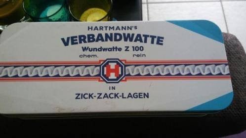 Blik hartmann verbandwatten 20 x 8 x 4 cm, Verzamelen, Ophalen of Verzenden, Zo goed als nieuw, Overige