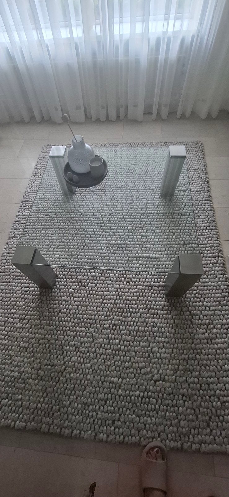 Glazen salontafel met RVS poten, Huis en Inrichting, Tafels | Salontafels, Ophalen, Gebruikt, 50 tot 100 cm, Vierkant