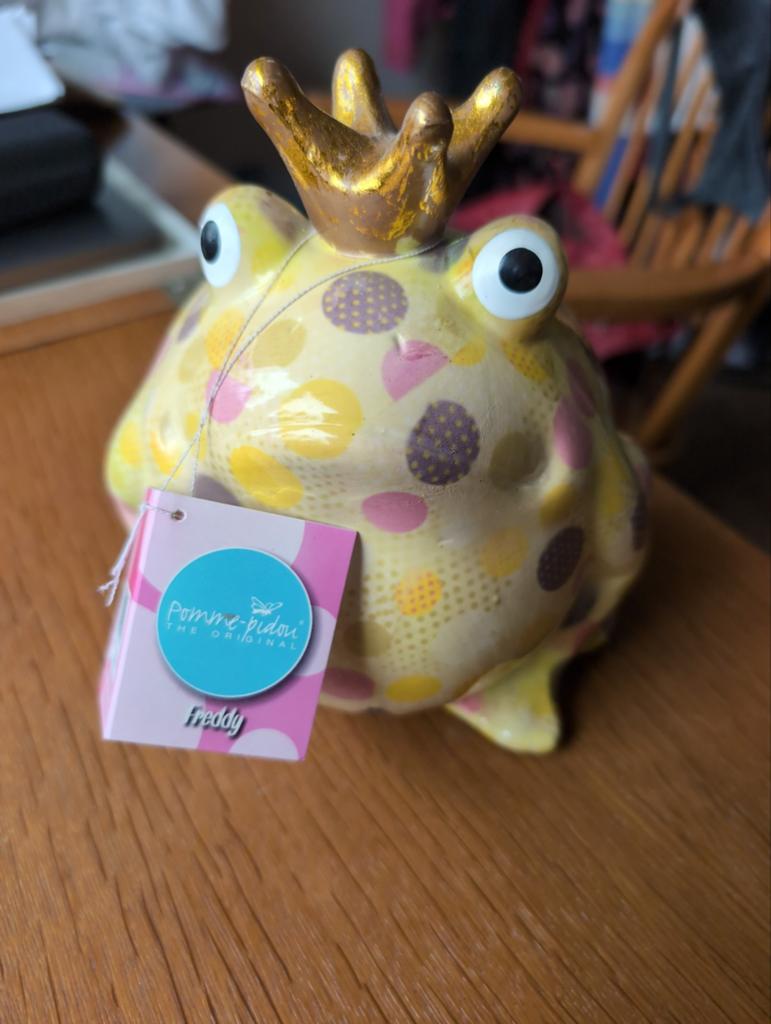 Pomme Pidou Freddy Kikker Spaarpot met Kroon, Meerkleurig, Overige stijlen, Nieuw, Ophalen of Verzenden