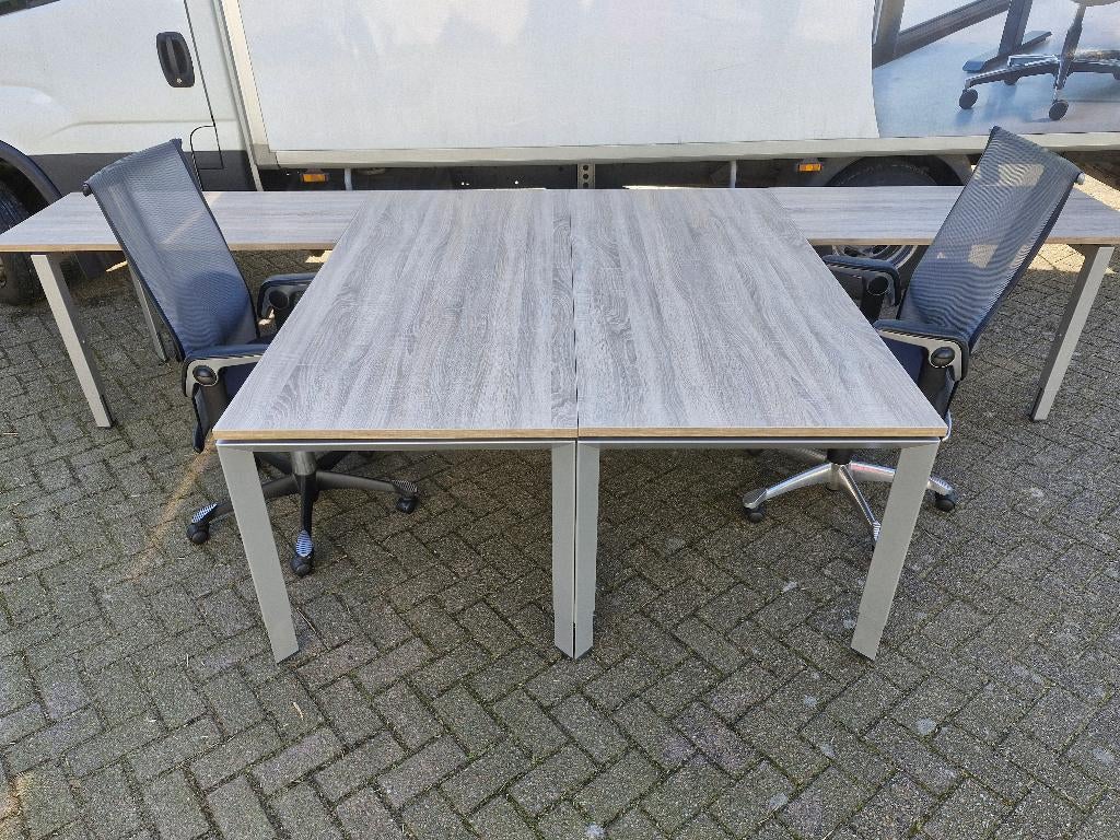 Steelcase hoekbureau met nieuw blad naar keuze ( 180x200 ), In hoogte verstelbaar, Metaal, Hoekbureau, Ophalen of Verzenden
