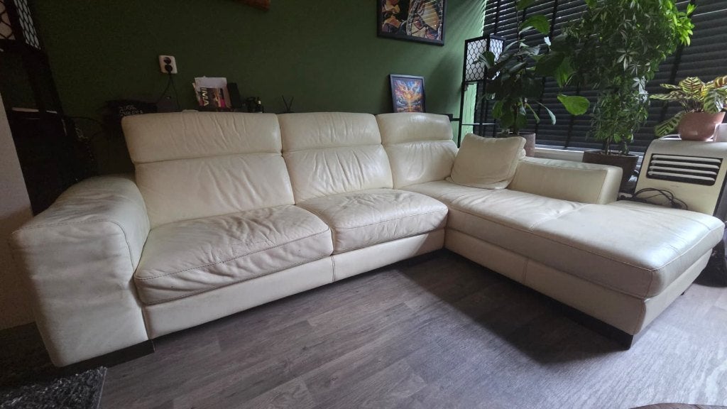 Gratis Montel leren hoekbank – 290 x 200 cm, Ophalen, 250 tot 300 cm, Gebruikt, Hoekbank