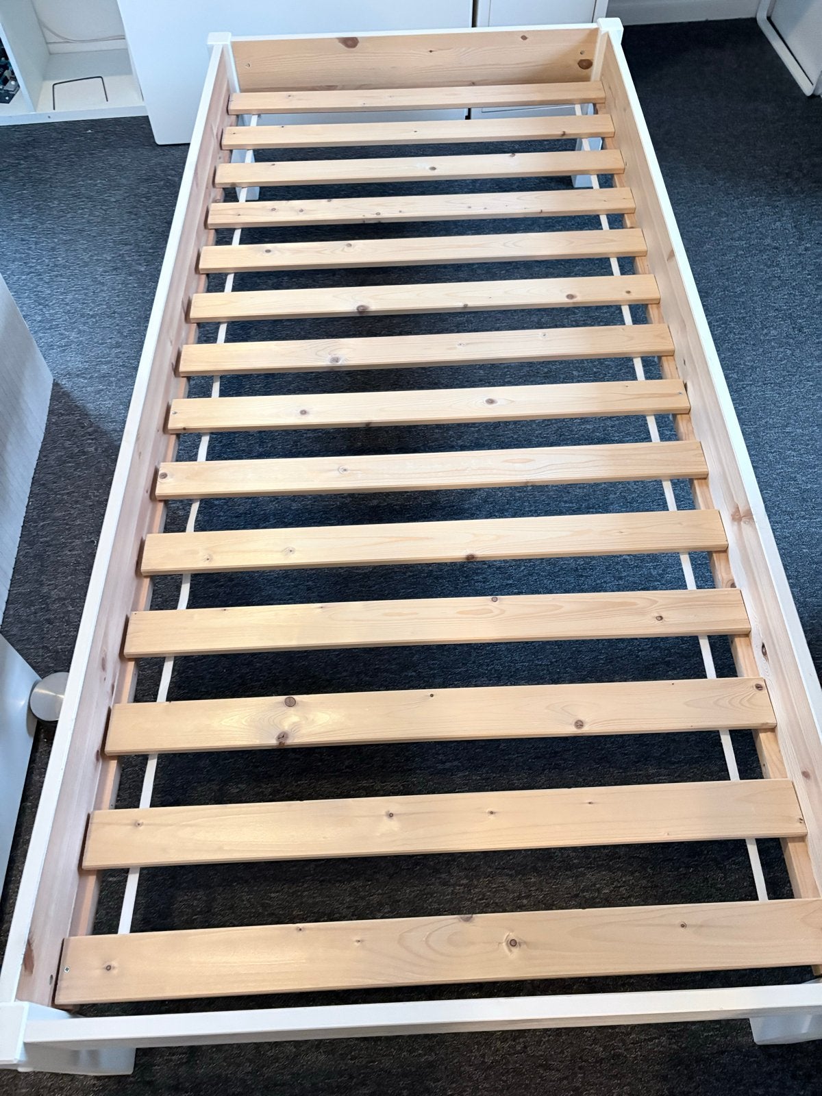 Eenpersoonsbed wit met lattenbodem, Ophalen, 90 cm, Eenpersoons, Wit
