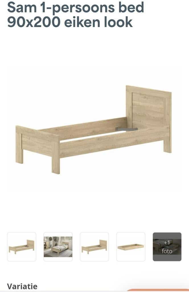 Gratis 1-persoons bedframe ombouw eiken look, Huis en Inrichting, Ophalen, Gebruikt, 90 cm, Eenpersoons