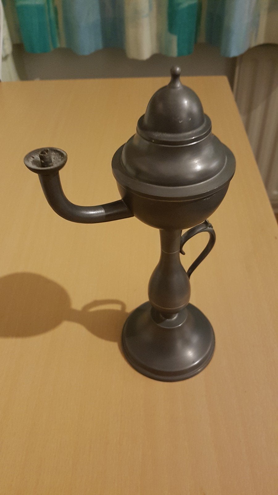 Antieke tinnen olielamp - Decoratieve verlichting, Ophalen of Verzenden
