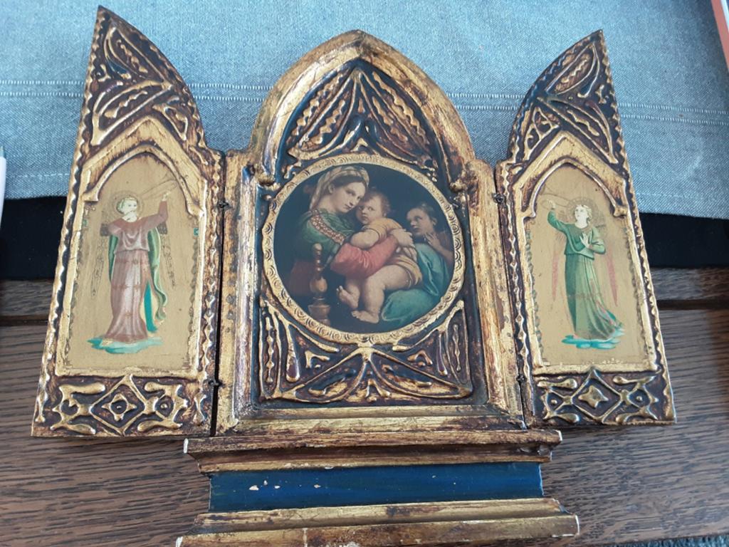 Drieluik madonna met kind jesus met aartsengelen, Ophalen of Verzenden