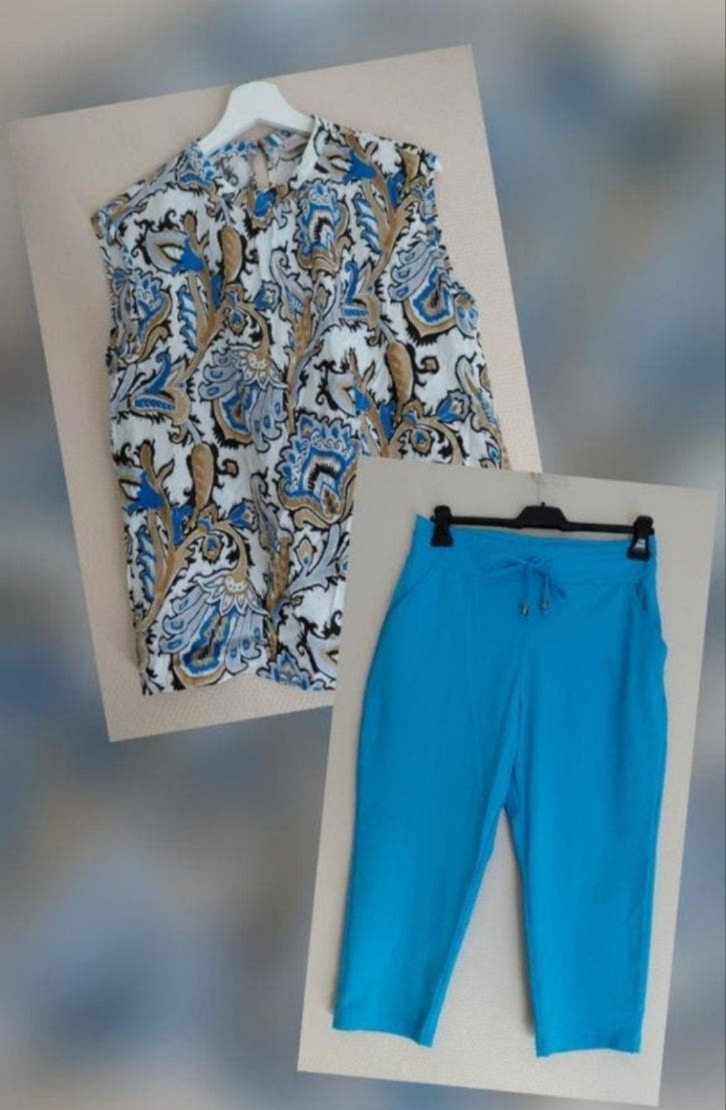 Studio anneloes top + nicolette K capri travelstof broek l, Studio Anneloes, Blauw, Maat 42/44 (L), Ophalen of Verzenden
