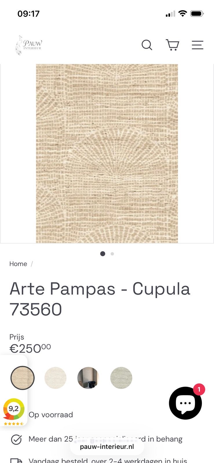 Arte behang Pampus Campula, Ophalen, Vinylbehang, Beige, Arte