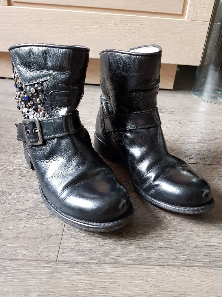 Handmade leren laarzen voor dames -- maat 36 -- Sendra, Sendra, Zwart, Lage of Enkellaarzen, Ophalen of Verzenden