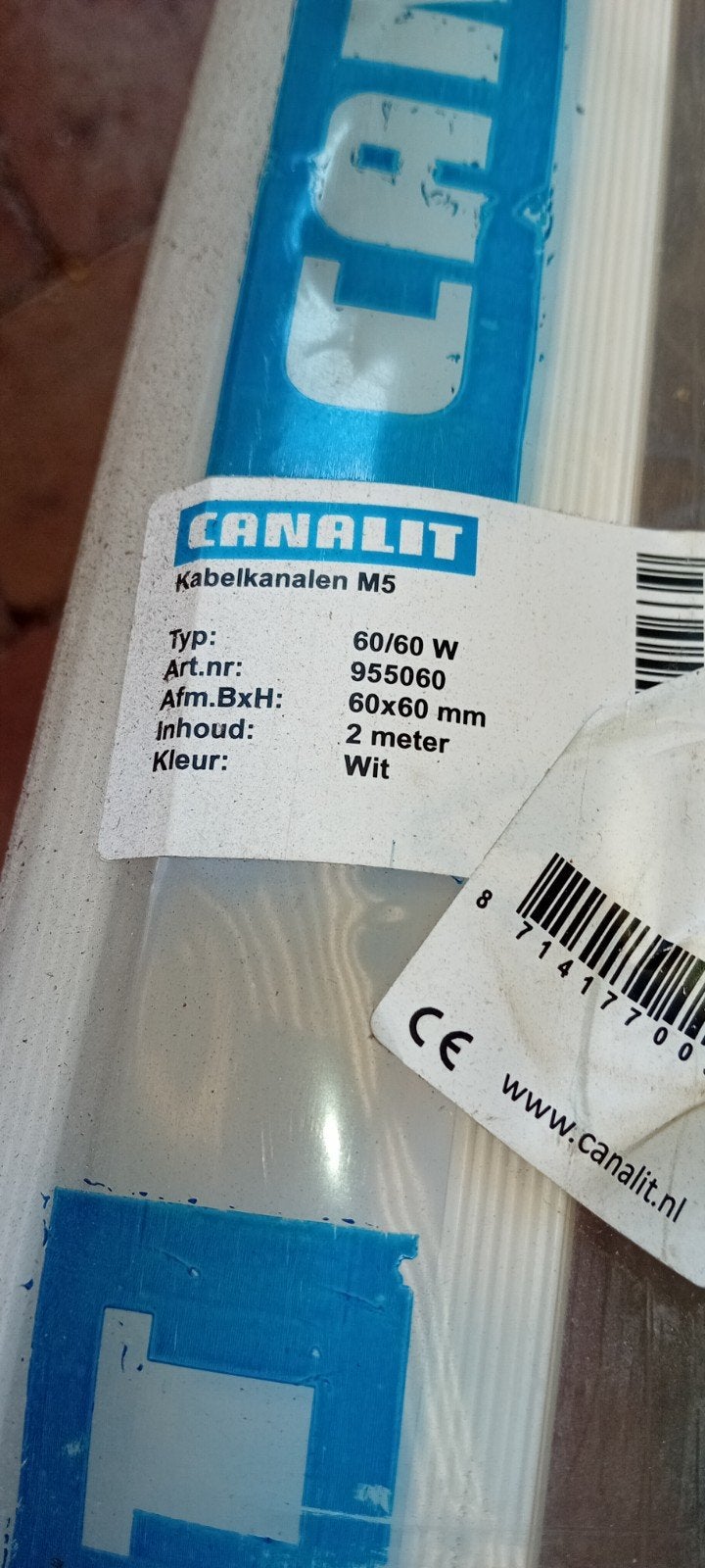 CANALIT Kabelkanalen M5 60x60mm Wit (2 stuks), Doe-het-zelf en Verbouw, Elektra en Kabels, Nieuw, Kabel of Snoer, Ophalen