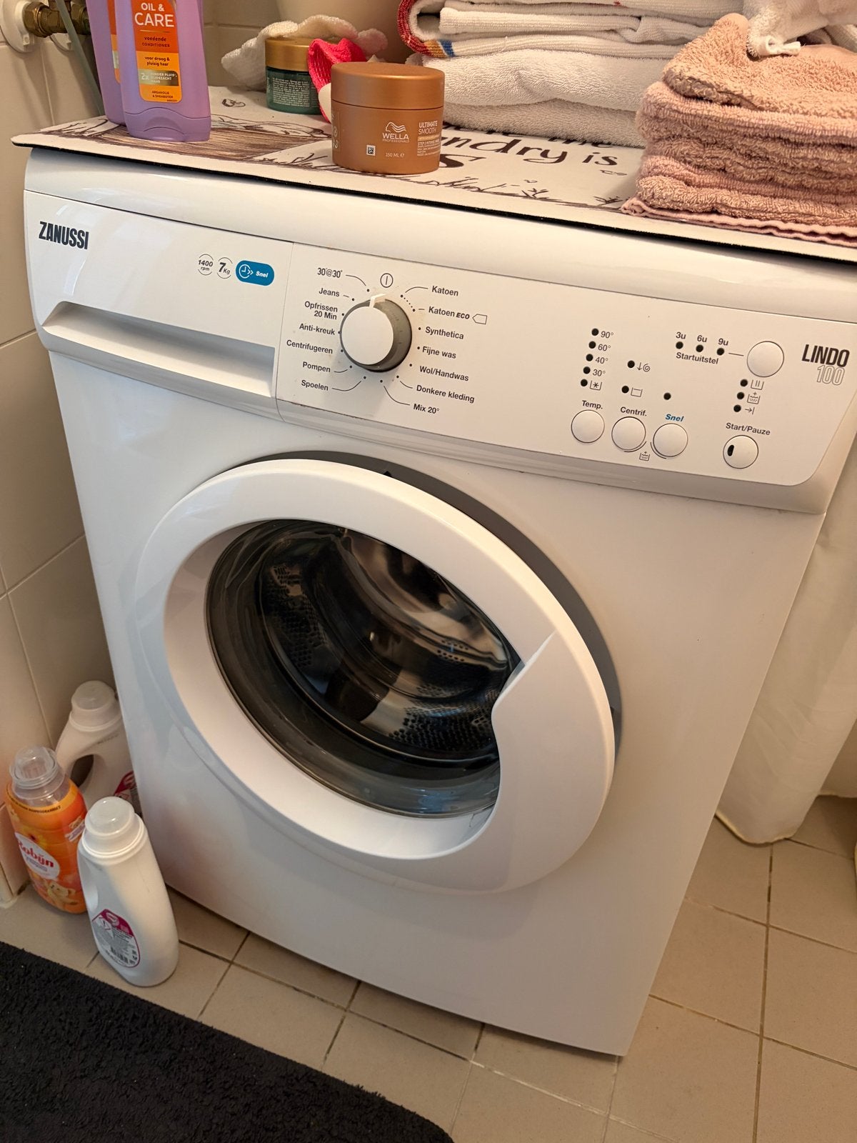 Zanussi Lindo 100 ZWF71440W Wasmachine - 7kg, 1400 toeren, Witgoed en Apparatuur, Wasmachines, Ophalen, Gebruikt, 85 tot 90 cm