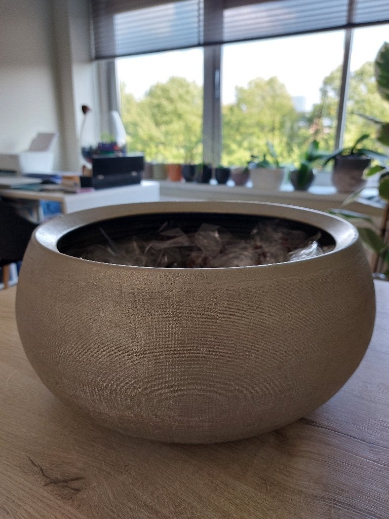 Prachtige zilverkleurige schaal, Ophalen, Rond, Zo goed als nieuw, Plantenpot of Plantenbak