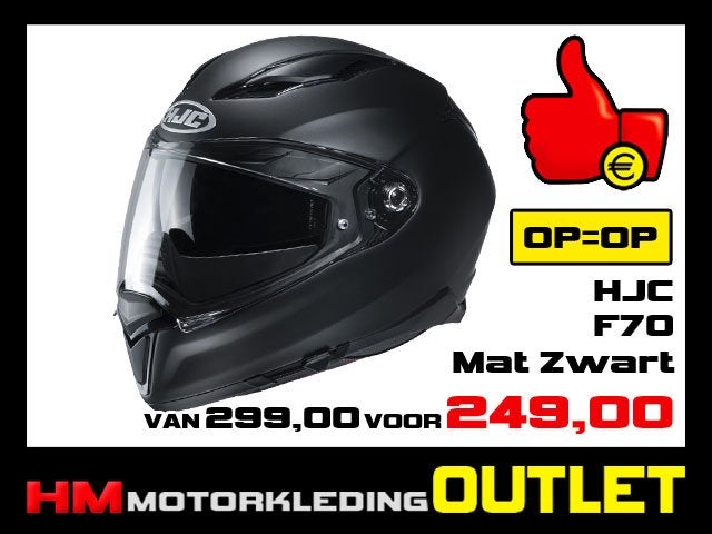 Motorhelm HJC F70 - Mat Zwart - M-58, Info@huybersmotoren.nl, HM - Sale, Kinderen, Integraalhelm