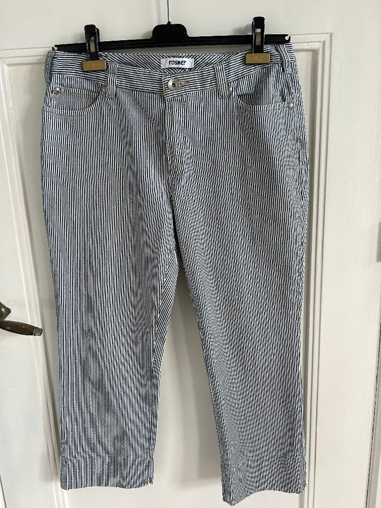 Rosner: Blauw-wit gestreepte capri broek. Maat 42, Meerkleurig, Maat 42/44 (L), Ophalen of Verzenden, Zo goed als nieuw
