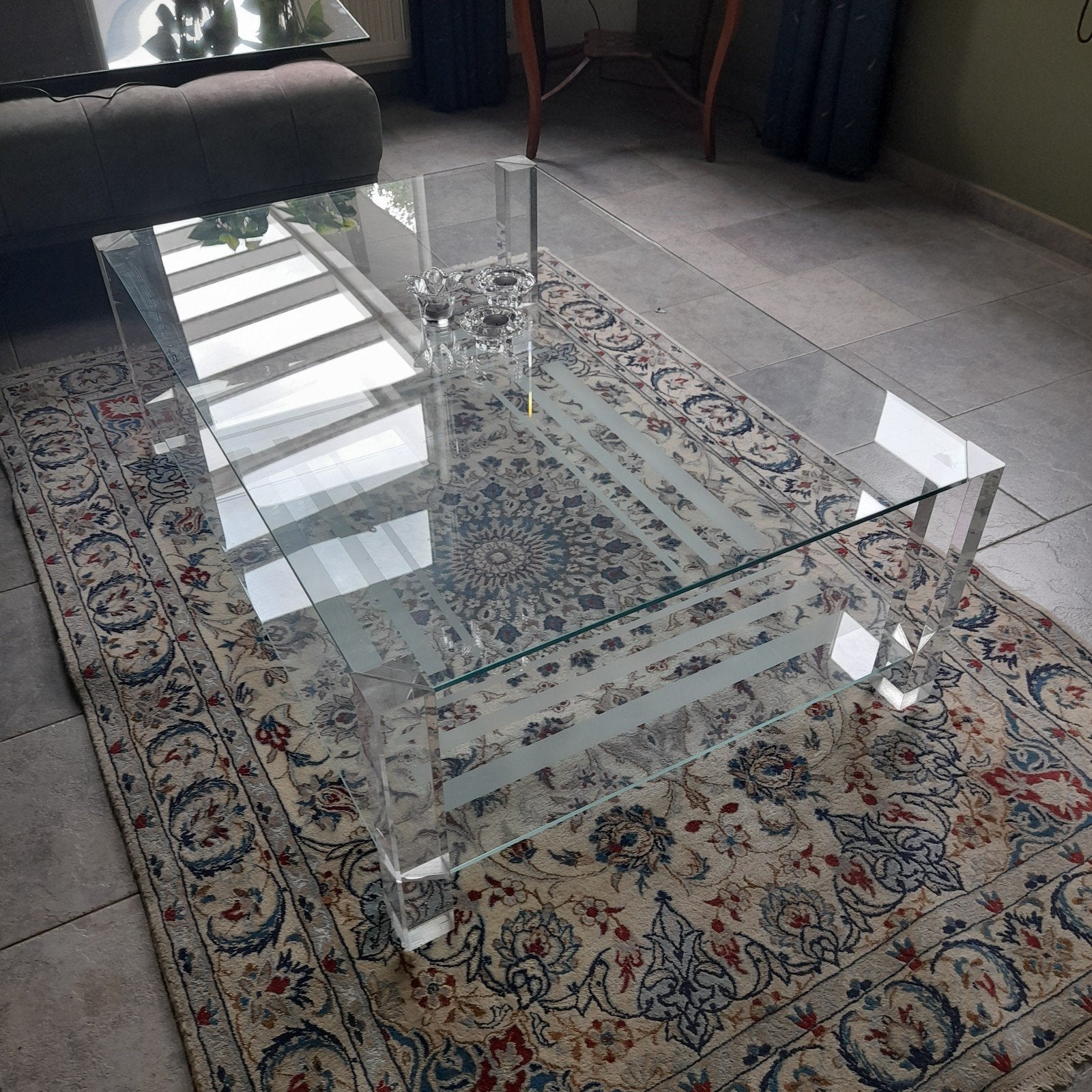 Glazen salontafel, Ophalen, 100 tot 150 cm, 50 tot 100 cm, Zo goed als nieuw