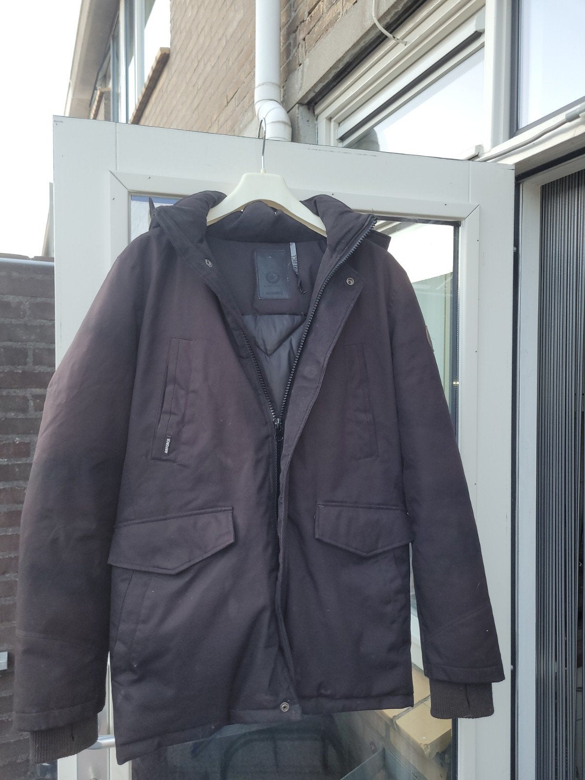 Airforce Parka Jas Maat S zwart, Kleding | Heren, Ophalen, Zwart, Zo goed als nieuw, Nike Air Force