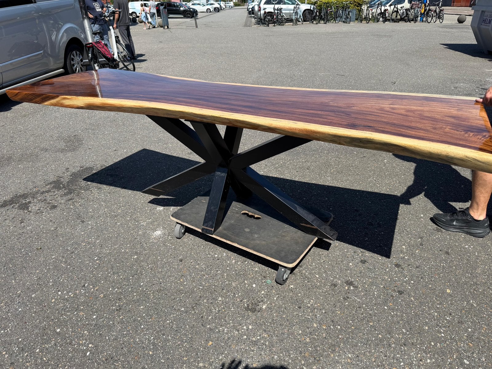 Boomstam tafel in epoxy, Ophalen, 200 cm of meer, 50 tot 100 cm, Zo goed als nieuw
