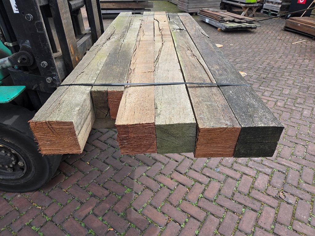 Rustieke gebruikte hardhouten palen 14x14 cm - nr: HB231, Ophalen, Gebruikt, Palen, Hardhout