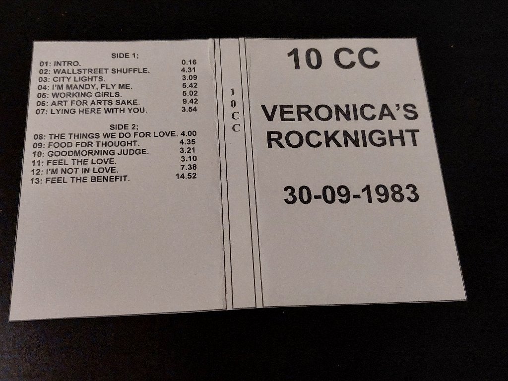 10CC - VERONICA'S ROCKNIGHT 1983 (MC), 1 bandje, Ophalen of Verzenden, Zo goed als nieuw, Voorbespeeld