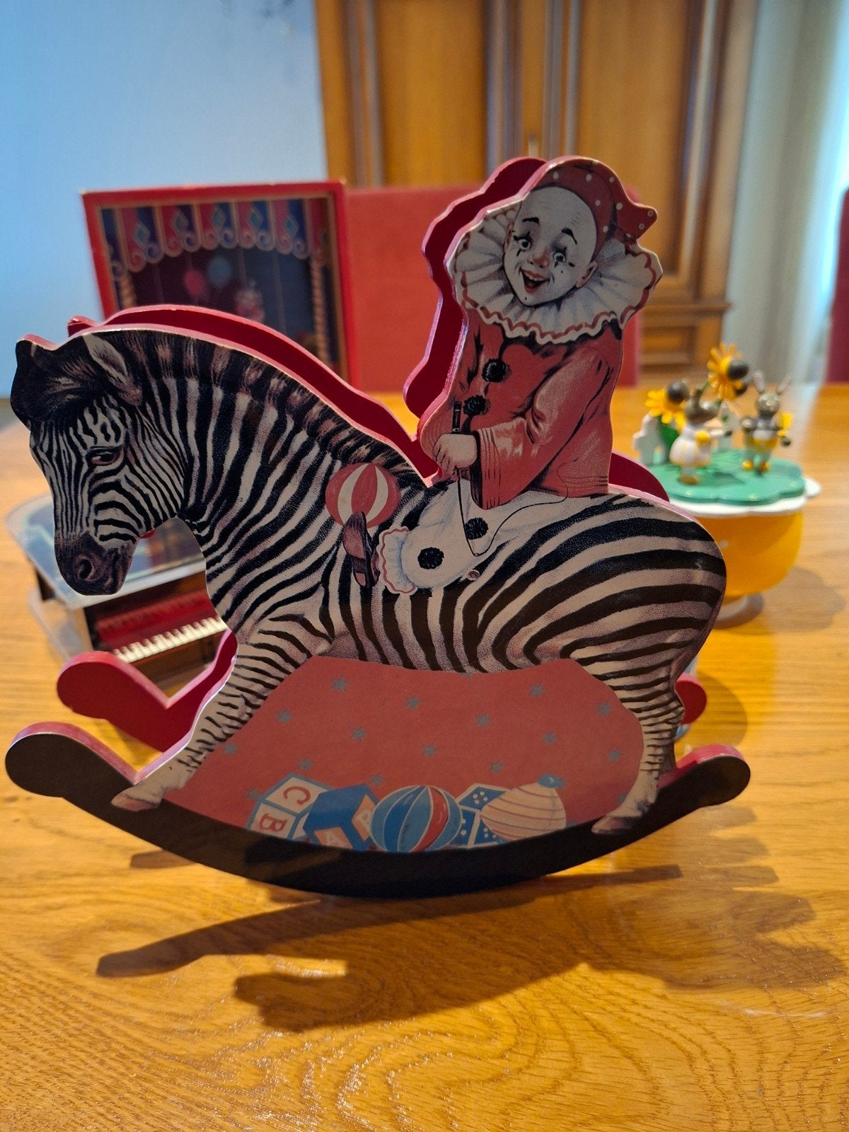 Vintage Muziekdoos Zebra met Clown - ZGAN, Ophalen of Verzenden, Zo goed als nieuw