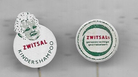 2 ZWITSAL KINDER CHAMPOO SPELDEN, Ophalen of Verzenden, Gebruikt, Merk, Speldje of Pin