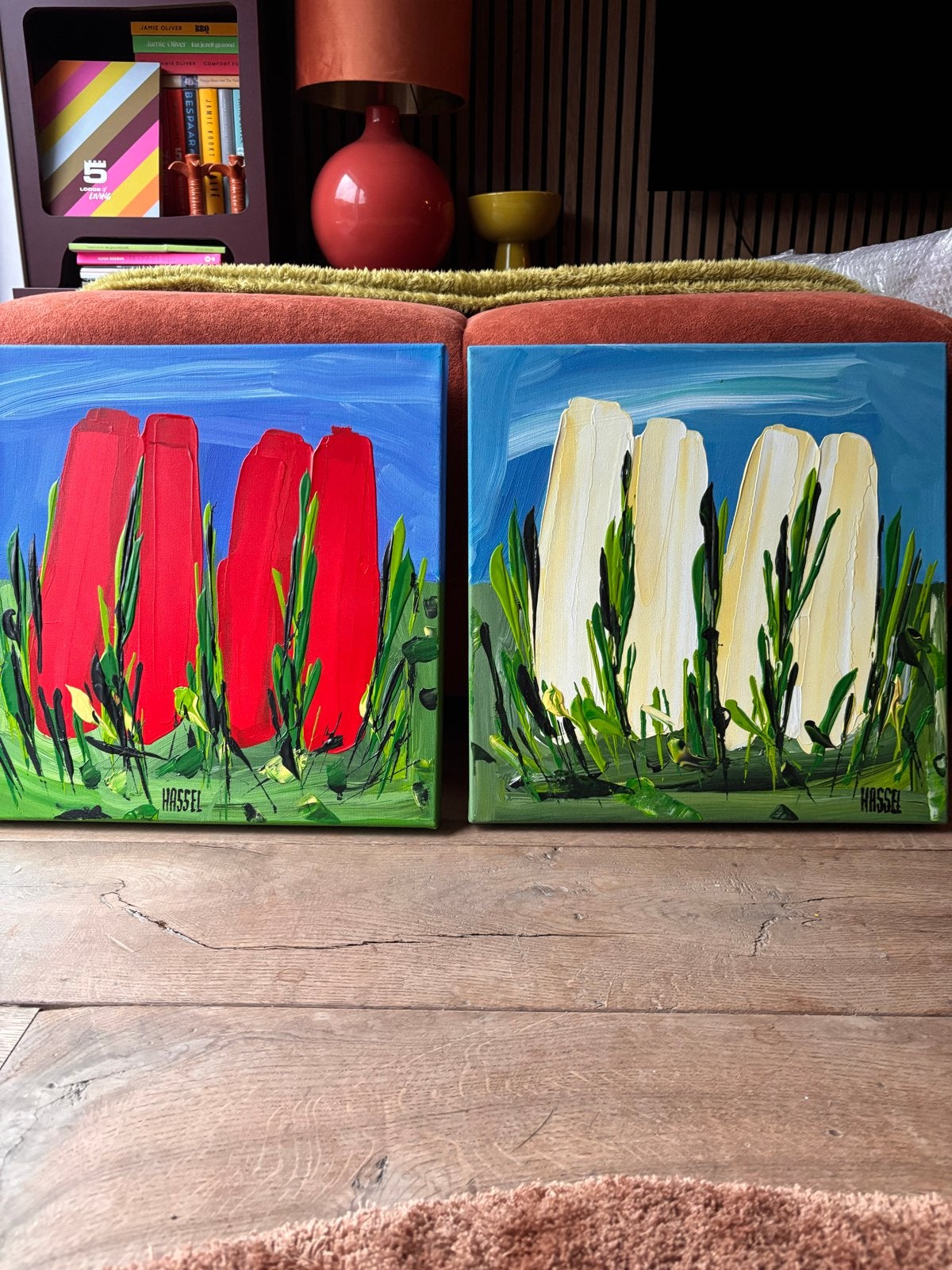 Origineel tweeluik Ad van Hassel – Tulpen – 2 x 40 x 40 cm –, Ophalen