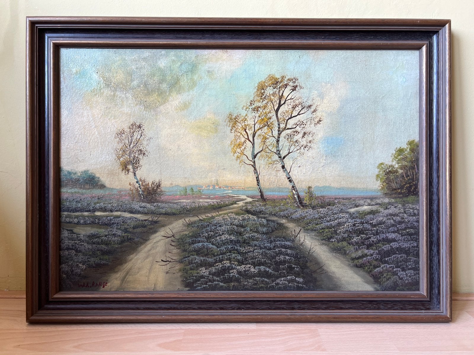 Heidelandschap olieverf schilderij, Antiek en Kunst, Ophalen, Doek, Landschap, Olieverf