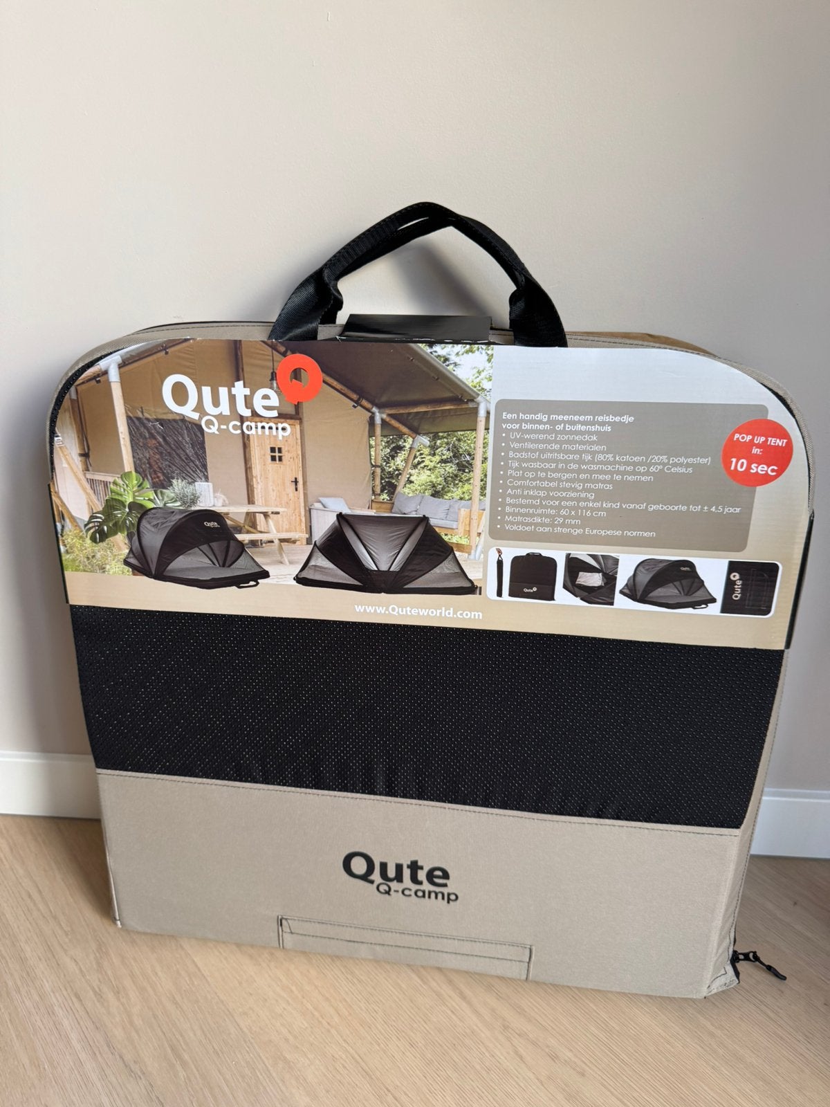 Qute Q-Camp Babytent - Taupe / Desert nieuw inc extra matras, Ophalen, 85 tot 100 cm, Nieuw, Minder dan 140 cm