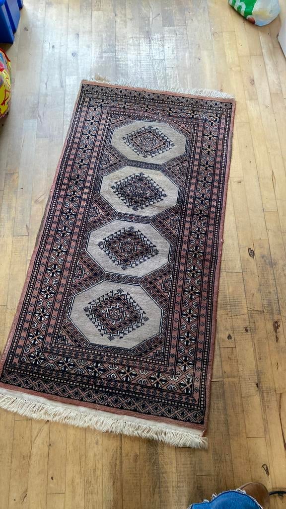 Vintage perzisch tapijt vloerkleed antiek retro roze boho, Ophalen of Verzenden, Zo goed als nieuw, Rechthoekig, 50 tot 100 cm
