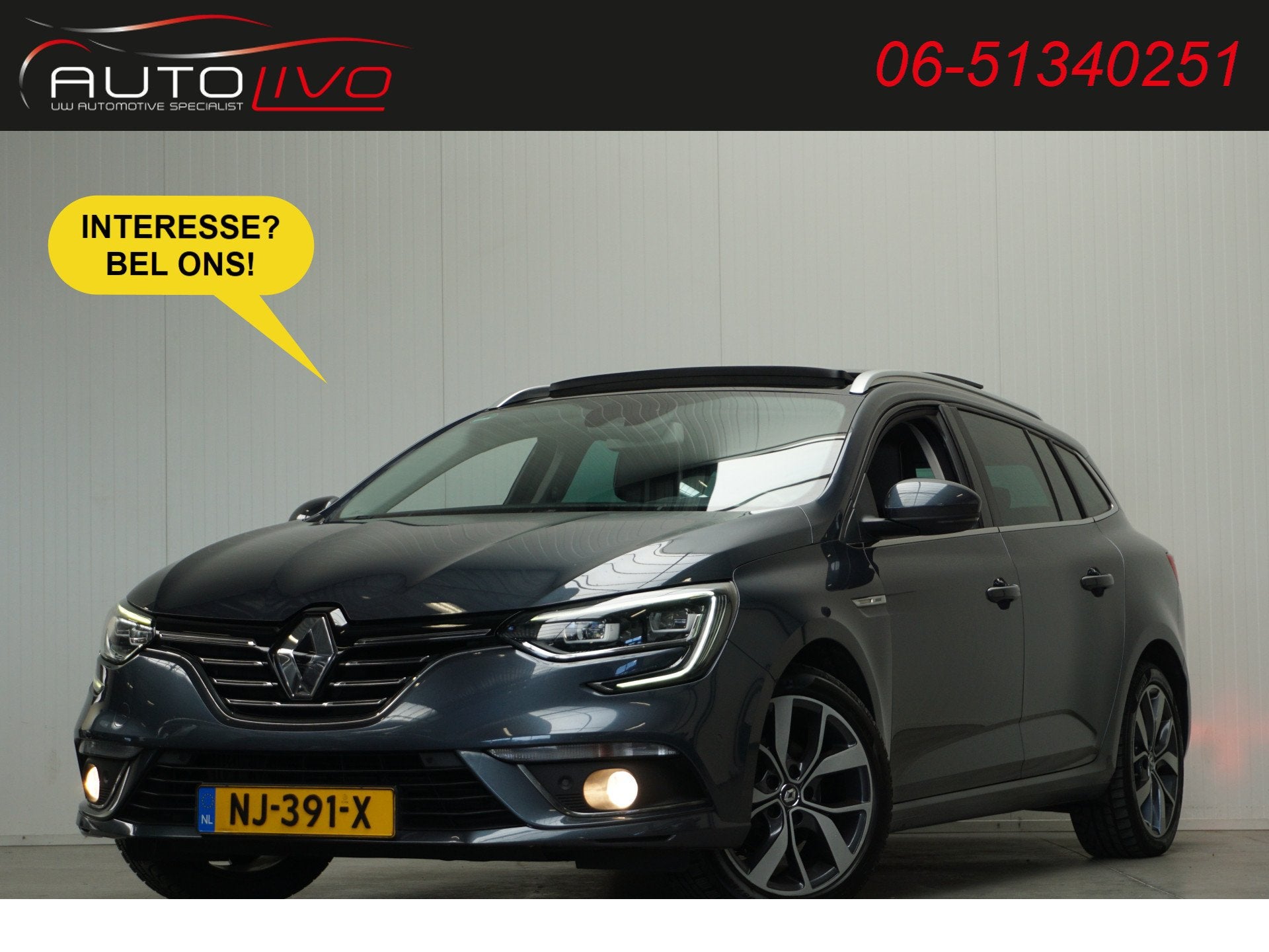 Renault Mégane Estate 1.2 TCe Bose 130 PK! NL AUTO! PANO HE, Voorwielaandrijving, Dealer onderhouden, Gebruikt, 4 cilinders