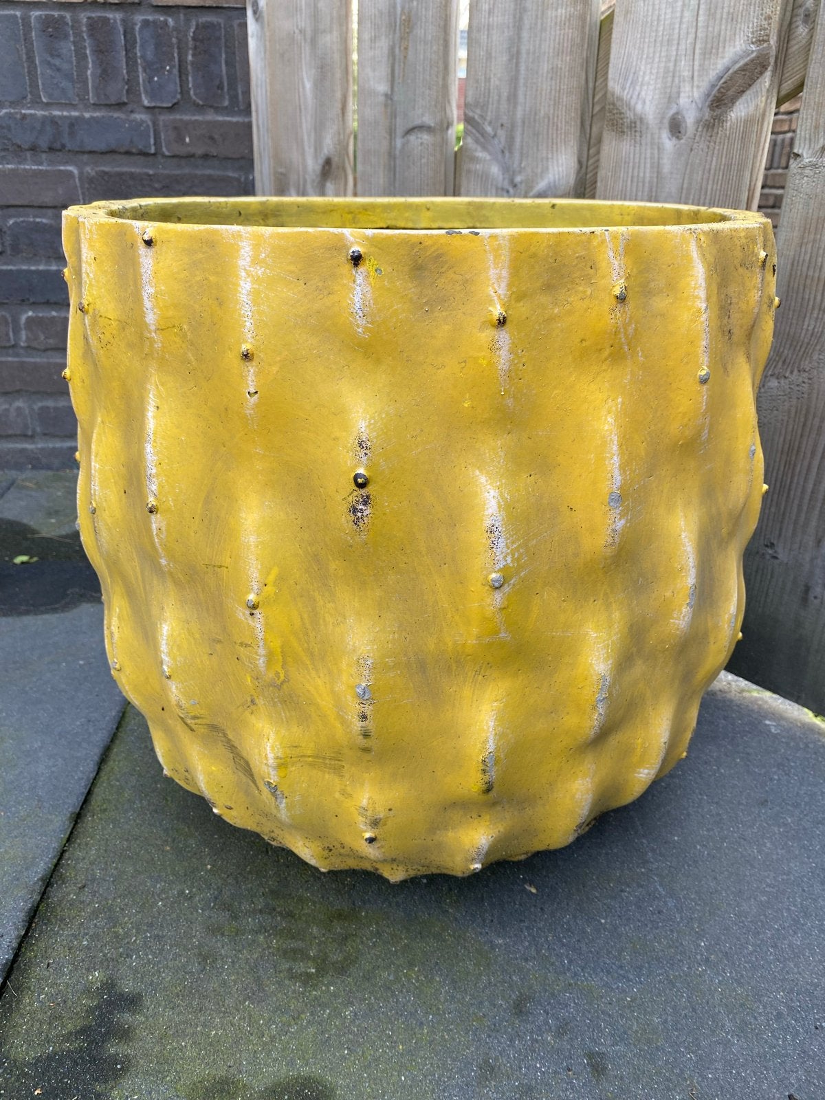 Gele bloempot, diameter 35 cm, Ophalen, Overige materialen, Gebruikt, 40 cm of meer