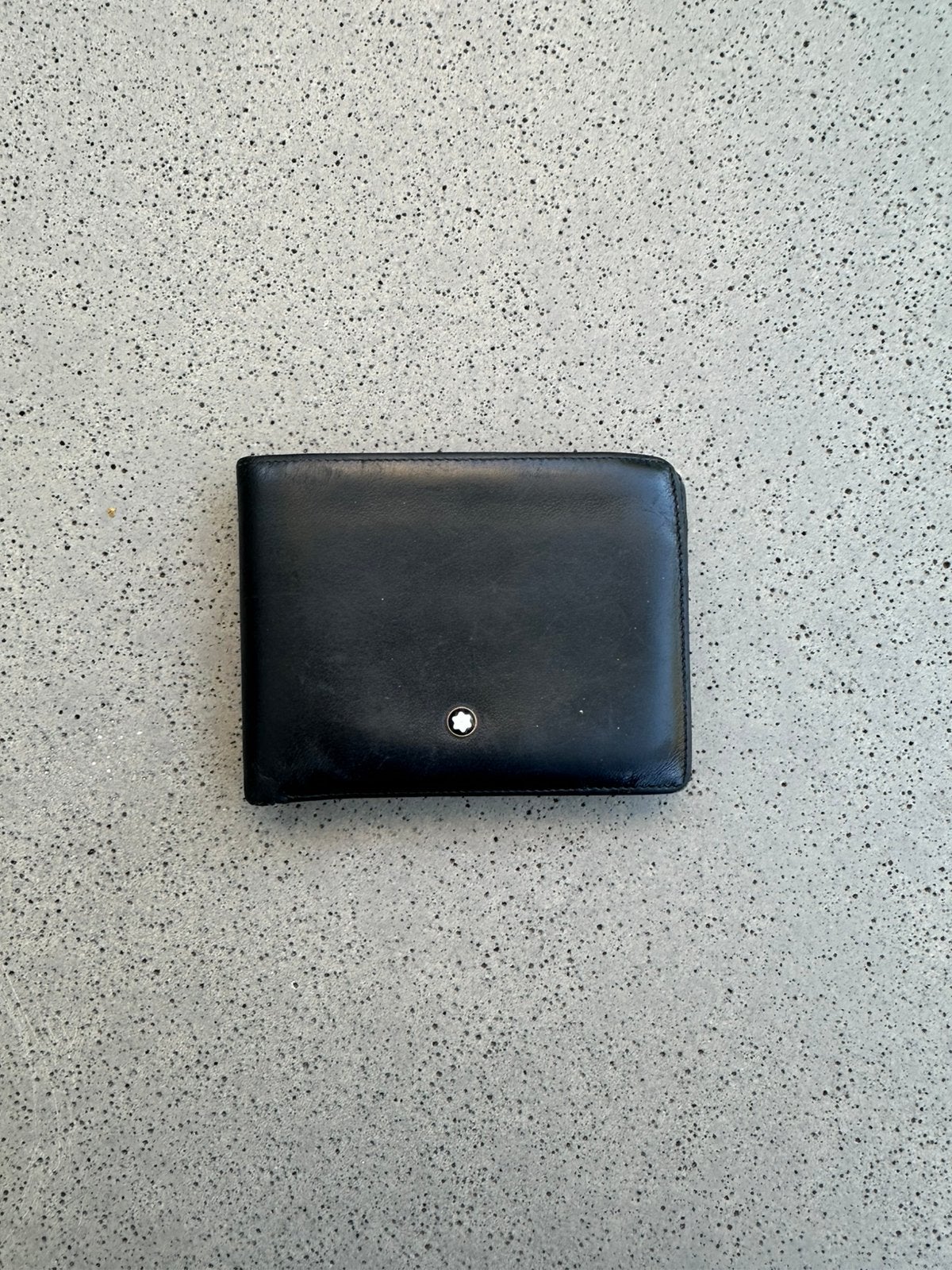 vintage zwart lederen Mont Blanc portemonnee Meisterstuk, Ophalen of Verzenden, Gebruikt, Zwart, Leer