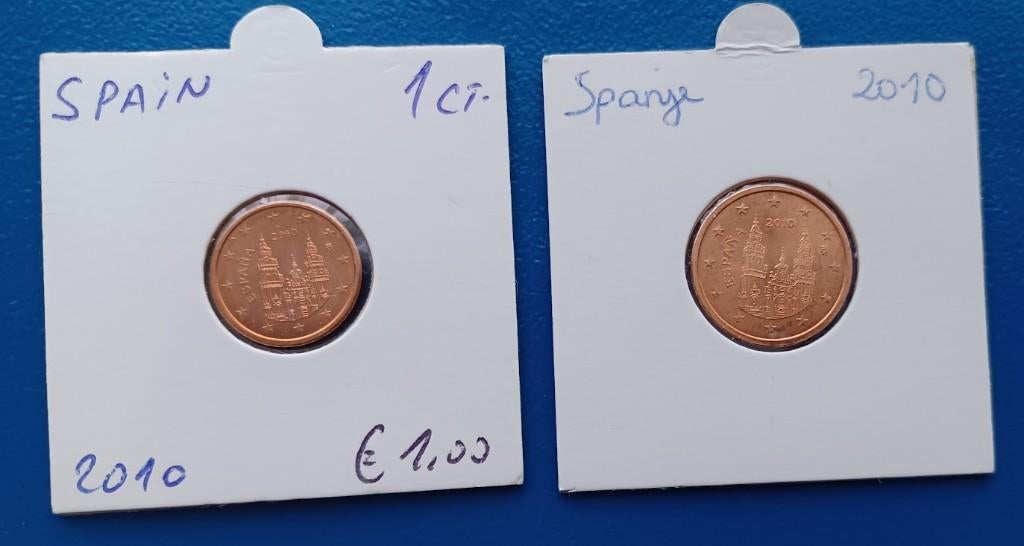 Spanje 1 en 2 Eurocent - 2010 UNC, Postzegels en Munten, Munten | Europa | Euromunten, Verzenden, Spanje, Setje