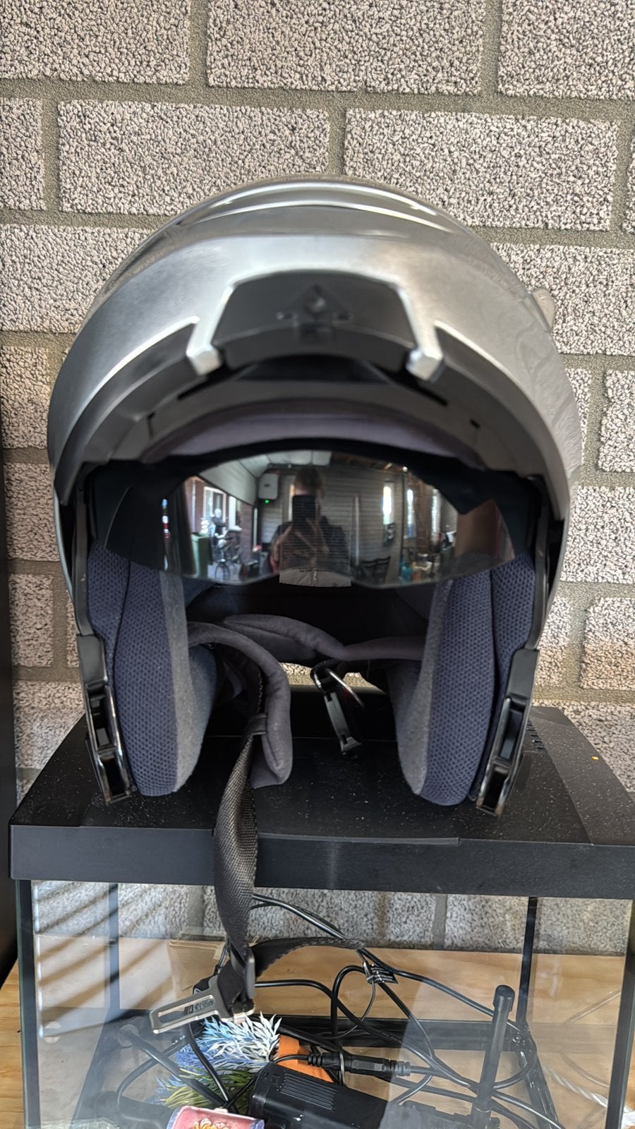zilverkleurige HJC FS-MAX systeemhelm, Motoren, Ophalen, Tweedehands, Systeemhelm, HJC