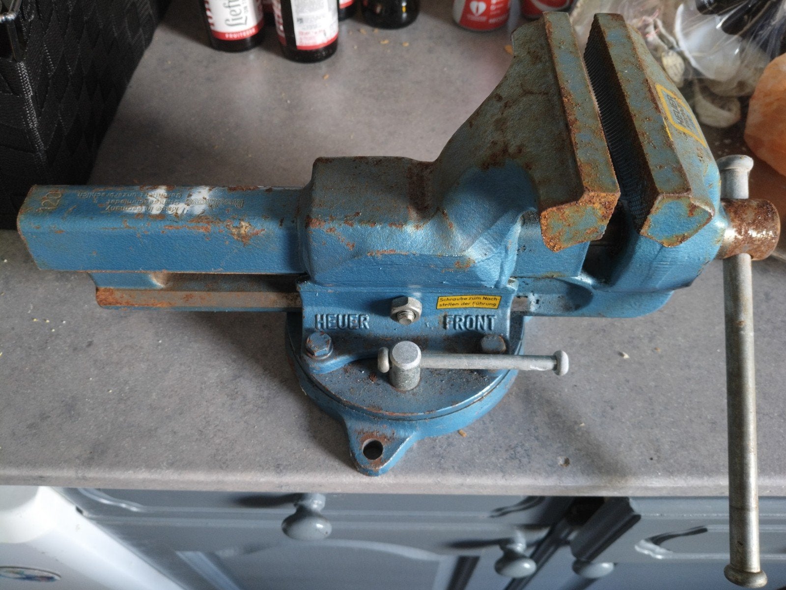 heuer front 120 met draaiplateau, Ophalen of Verzenden, Gebruikt, Bankschroef