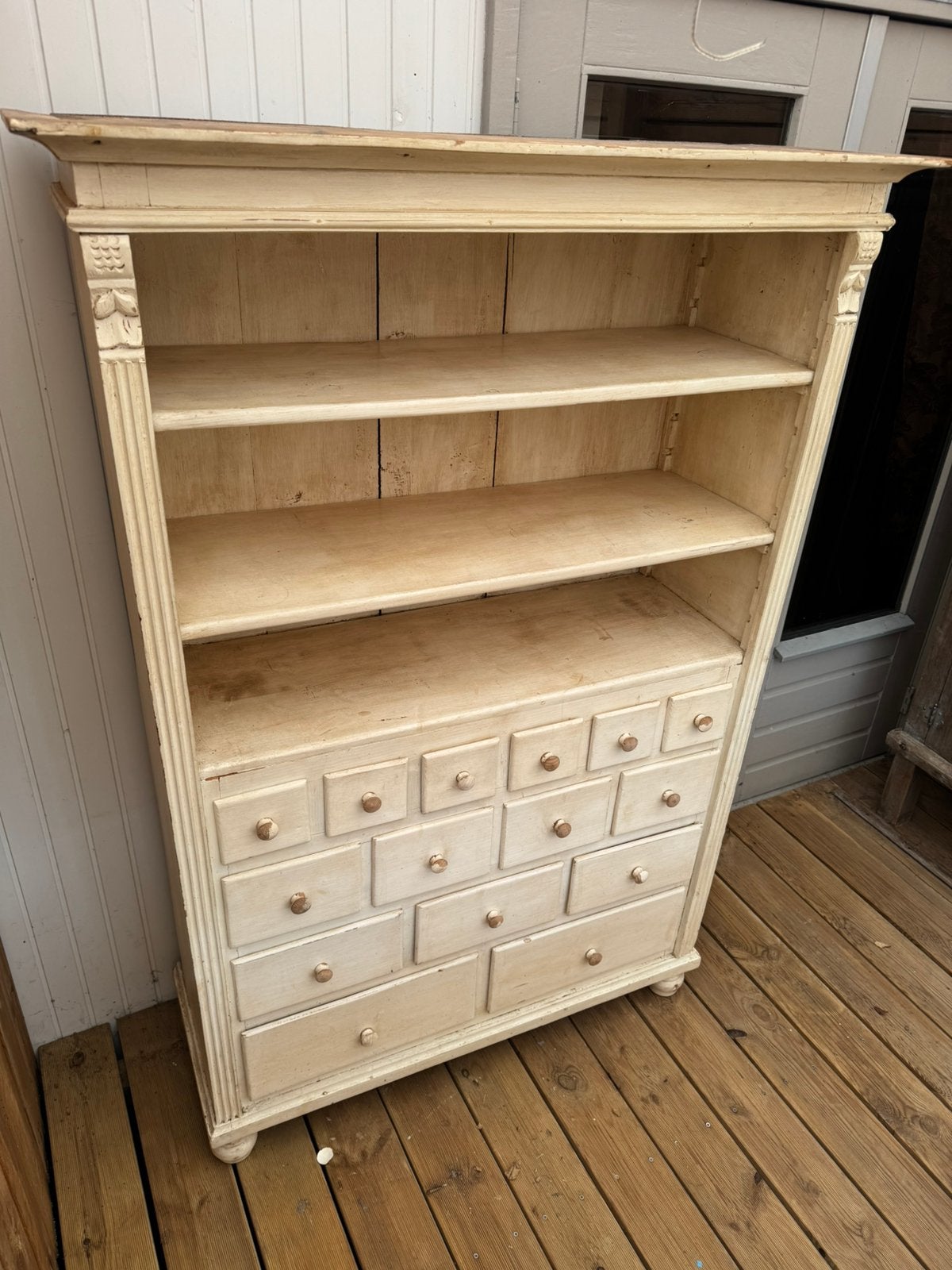 Oude apotheek/ vakkenkast / boekenkast, Ophalen, 50 tot 100 cm, Zo goed als nieuw, 150 tot 200 cm