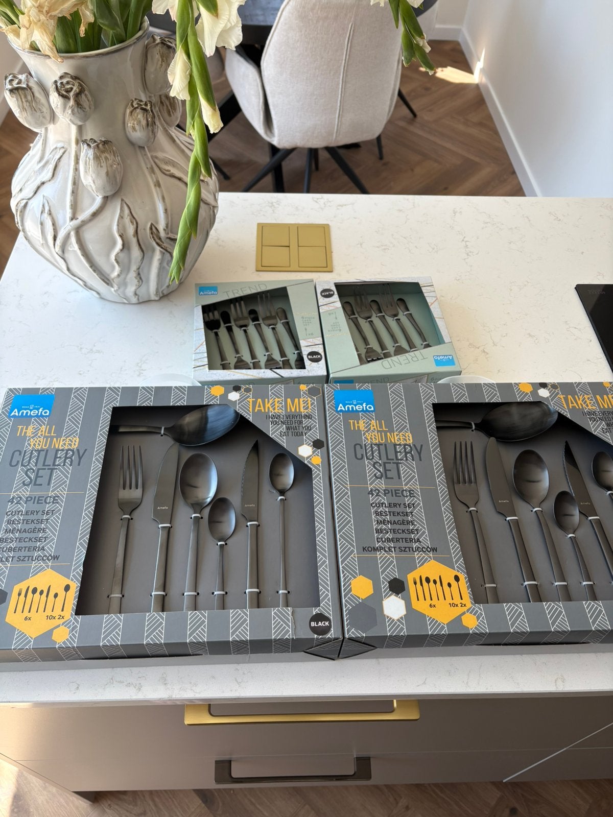 Amefa nieuw bestek black 96 delig, Ophalen of Verzenden, Zo goed als nieuw, Rvs of Chroom