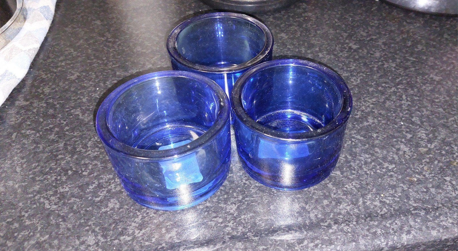 GRATIS 3 blauwe waxinelichthouders, Ophalen, Overige typen