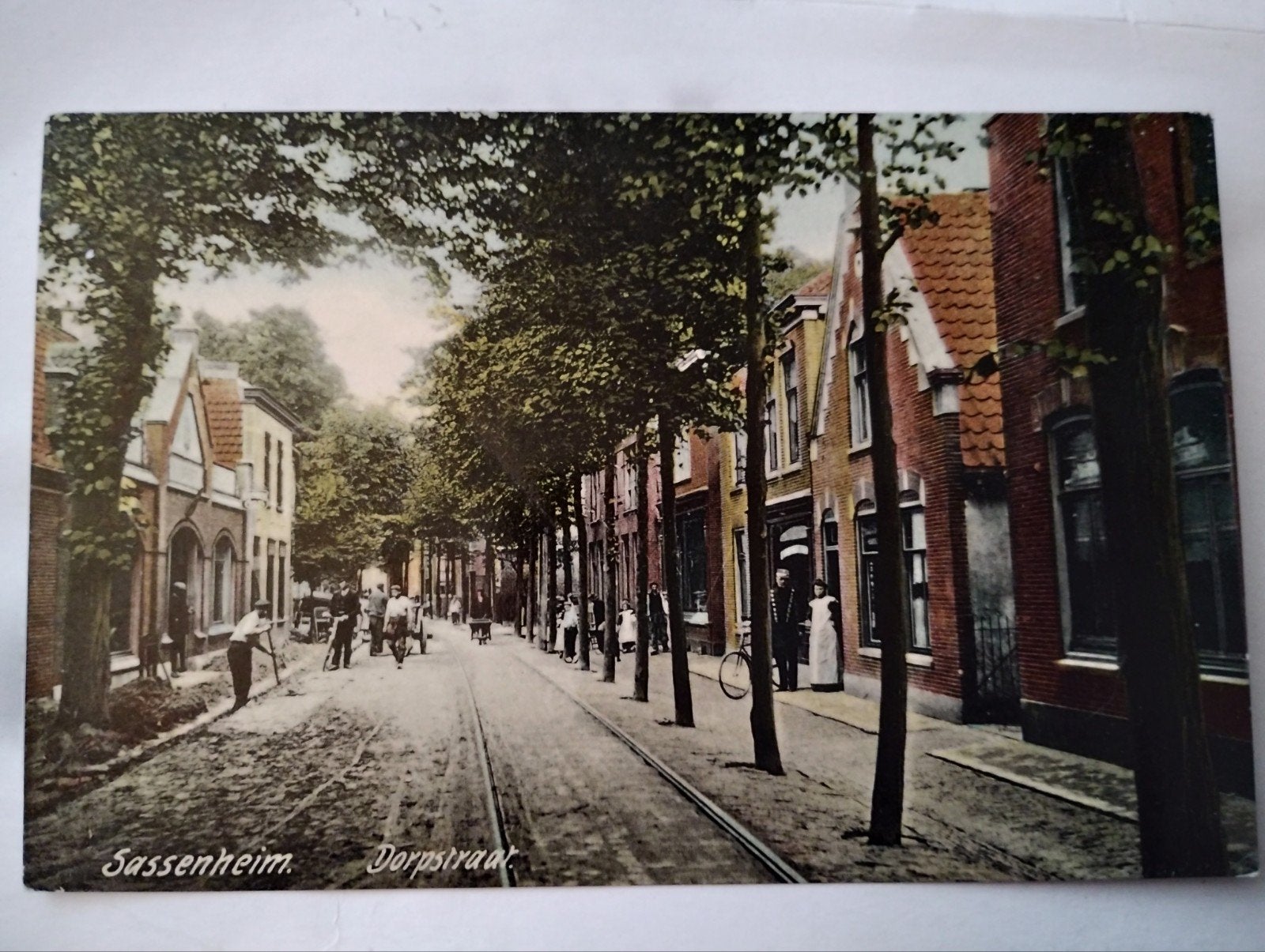 Sassenheim Dorpsstraat 1908 Wegopbreking stratenmakers, Verzenden, Voor 1920, Gelopen, Zuid-Holland