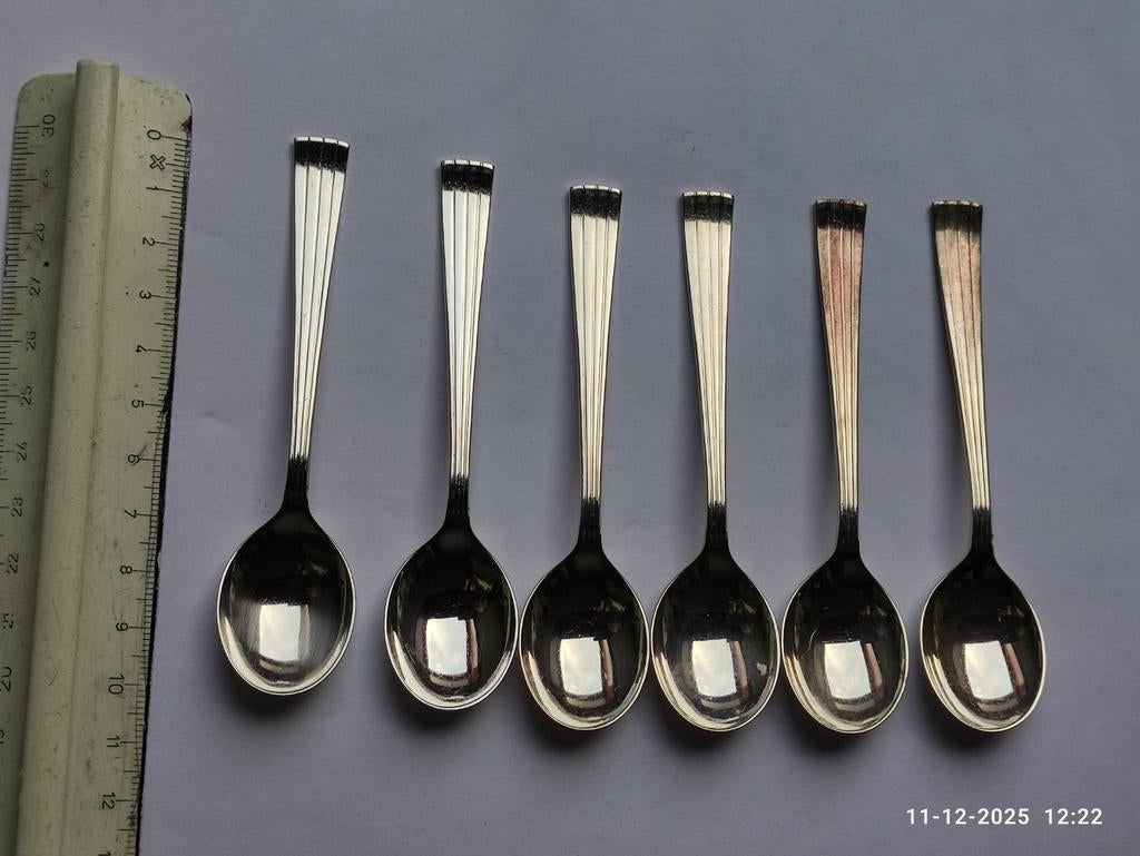 Douwe Egberts lepeltjes 11 cm.  6x, Ophalen of Verzenden, Zo goed als nieuw, Overige materialen