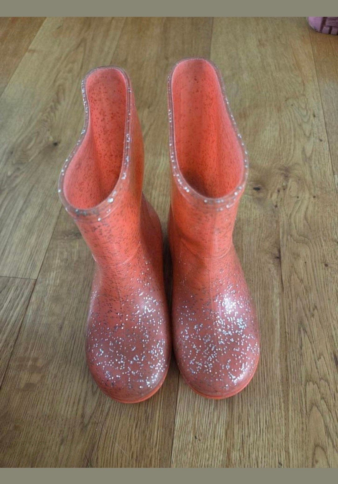 Hema regenlaarzen maat 26/27 - roze oranje glitter, Gebruikt, Meisje, Ophalen of Verzenden, Laarzen