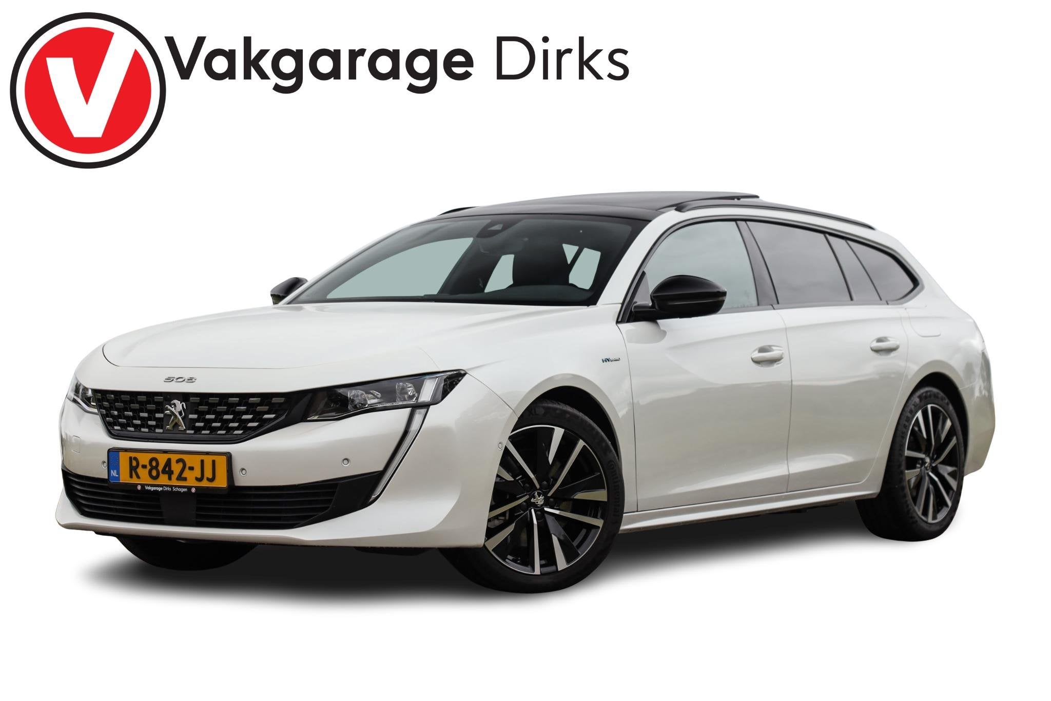 Peugeot 508 SW 1.6 HYbrid 225 GT Pack ✅ Pano ✅ Nappa Led, 745 kg, Gebruikt, 4 cilinders, Wit