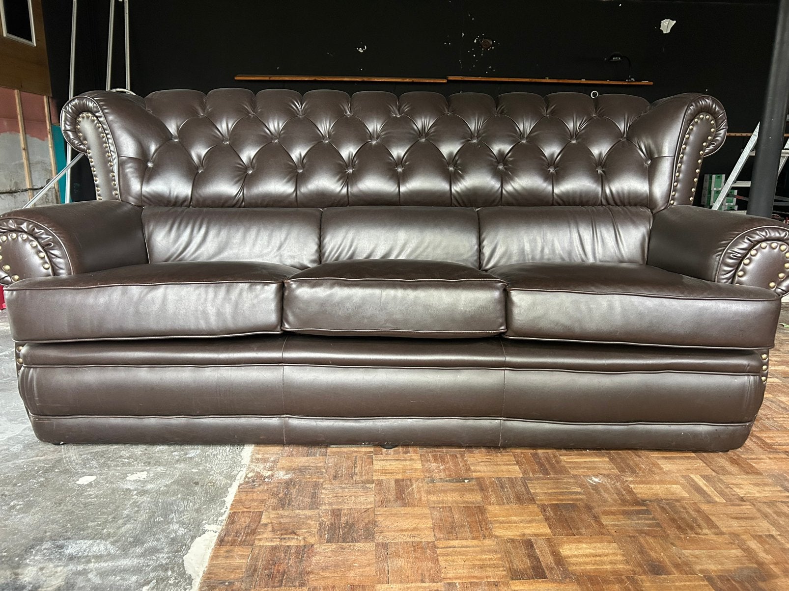 3-zits bank / leder., Ophalen, 100 tot 125 cm, Klassiek, Driepersoons