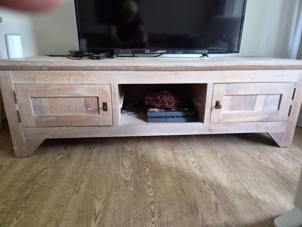 TV-meubel, Ophalen, Gebruikt, 100 tot 150 cm, Blank eiken
