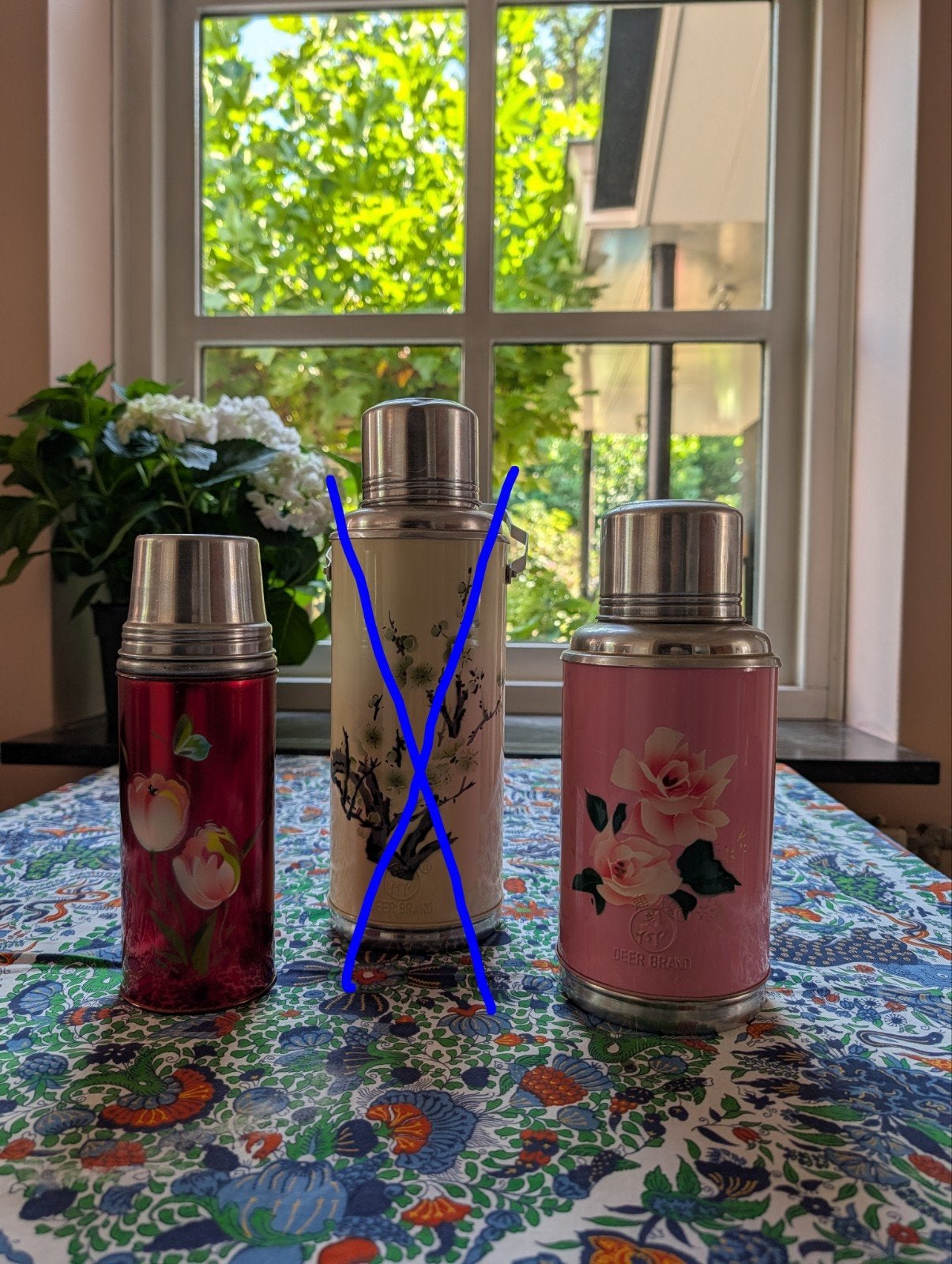 Kitsch Kitchen twee vintage Chinese thermoskannen thermosfle, Ophalen of Verzenden