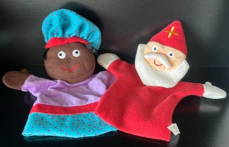 Vintage handpoppen sinterklaas en zwarte piet, Ophalen of Verzenden, Gebruikt