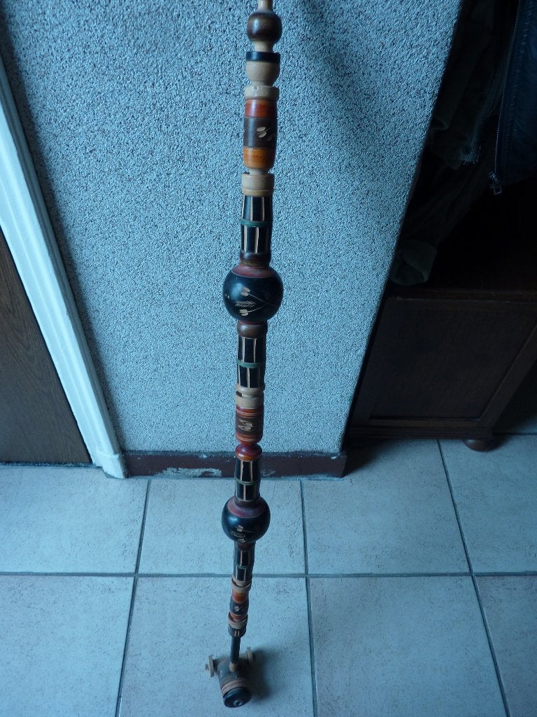 oude houten groepspijp afrika snijwerk, Handgemaakt, Hout, Afrika, Houtsnijwerk