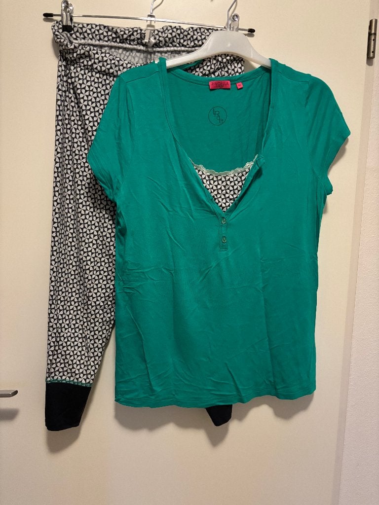 Ringella pyjama capri groen blauw maat 42, Ringella, Ophalen of Verzenden, Zo goed als nieuw, Maat 42/44 (L)
