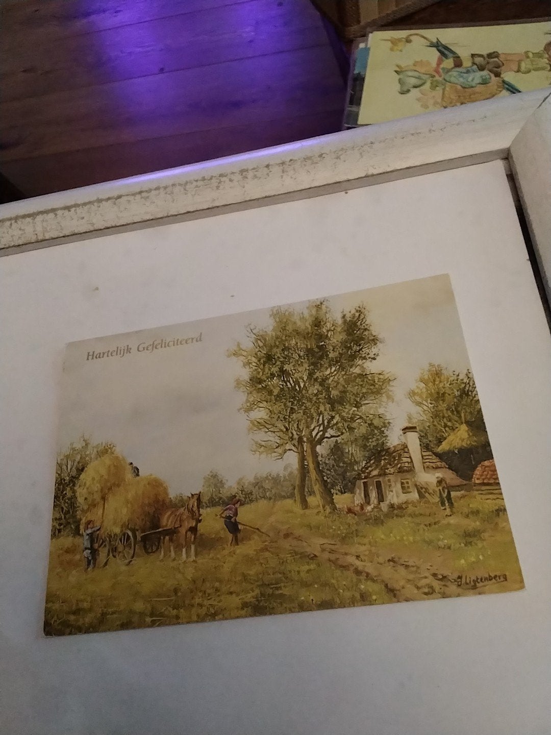 ansichtkaart: Oogsttafereel met paard en wagen J.Ligtenberg, Ophalen of Verzenden
